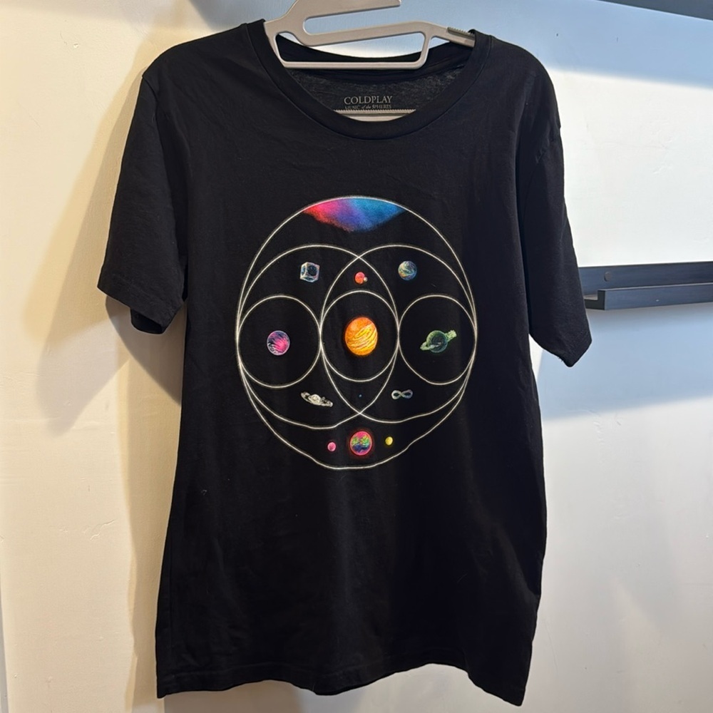 Coldplay T-Shirt Mens Medium Black Short Sleeve Music of the Spheres Live 2021